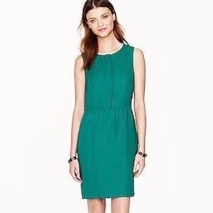 J Crew Dress Shift Half Placket Sleeveless Pockets Green Size 2